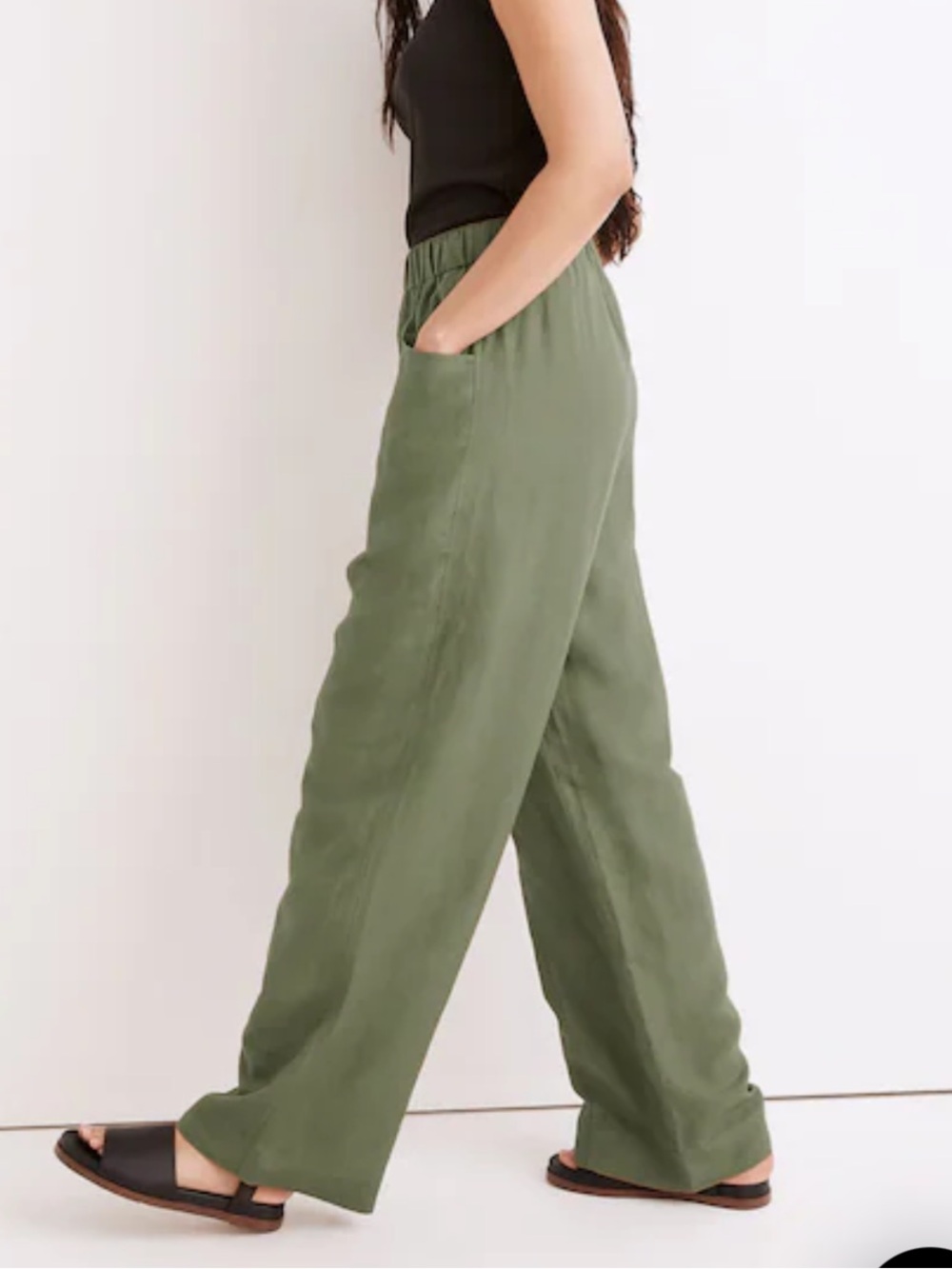 Madewell Linen Blend High Waist Wide Leg Pants Women’s XXS Vintage Moss Fall